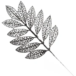 Black Glitter Mesh Leaf Pick - Set of 2 Christmas Pick|