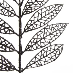 Black Glitter Mesh Leaf Pick - Set of 2 Christmas Pick|