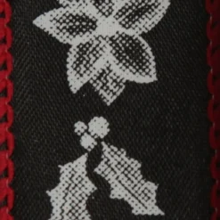 Black Holly with Red Trim Wired Ribbon - 2.2cm Ribbons|