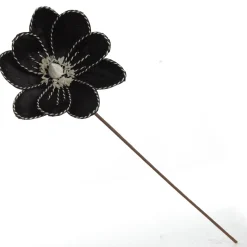 Black Magnolia Flower Stem with Twine Trim Christmas Flowers|