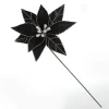 Black Poinsettia Flower Stem with Twine Trim Christmas Flowers|