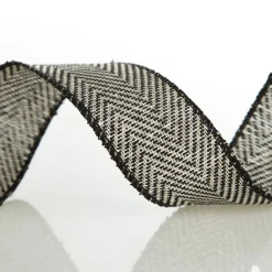 Black Woven Herringbone Wired Ribbon - 3.8cm Ribbons|