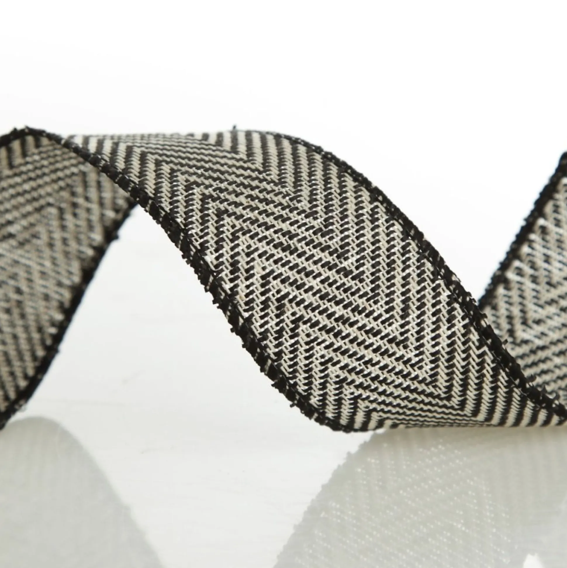Black Woven Herringbone Wired Ribbon - 3.8cm Ribbons|