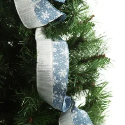 Blue and Silver Snowflake Deluxe Tree Topper Bow with Streamers Tree Toppers|