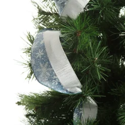 Blue and Silver Snowflake Deluxe Tree Topper Bow with Streamers Tree Toppers|