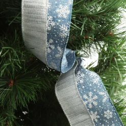 Blue and Silver Snowflake Deluxe Tree Topper Bow with Streamers Tree Toppers|