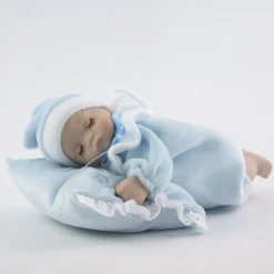 Blue Baby's 1st Christmas Musical Wind-Up Baby Sleeping on Pillow Babys First Christmas|