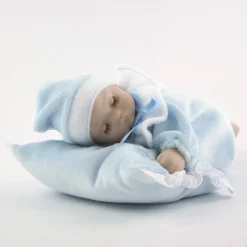 Blue Baby's 1st Christmas Musical Wind-Up Baby Sleeping on Pillow Babys First Christmas|