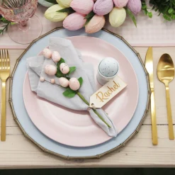 Blue Bamboo Look Charger Plate Christmas Table Decor|