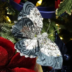 Blue Butterfly Clip with Silver Sequins Butterflies And Birds|