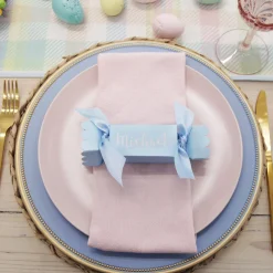 Blue Charger Plate with Gold Edging Christmas Table Decor|