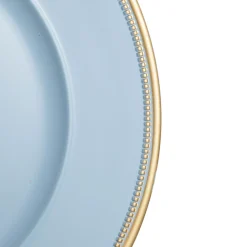 Blue Charger Plate with Gold Edging Christmas Table Decor|