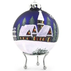 Blue Christmas Village Bauble Personalised Baubles|