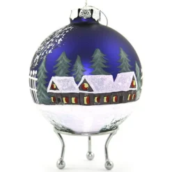 Blue Christmas Village Bauble Personalised Baubles|