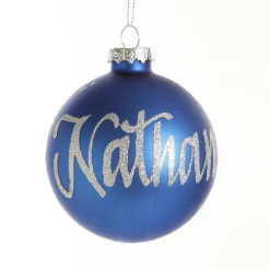 Blue Glass Personalised Christmas Bauble Personalised Baubles|