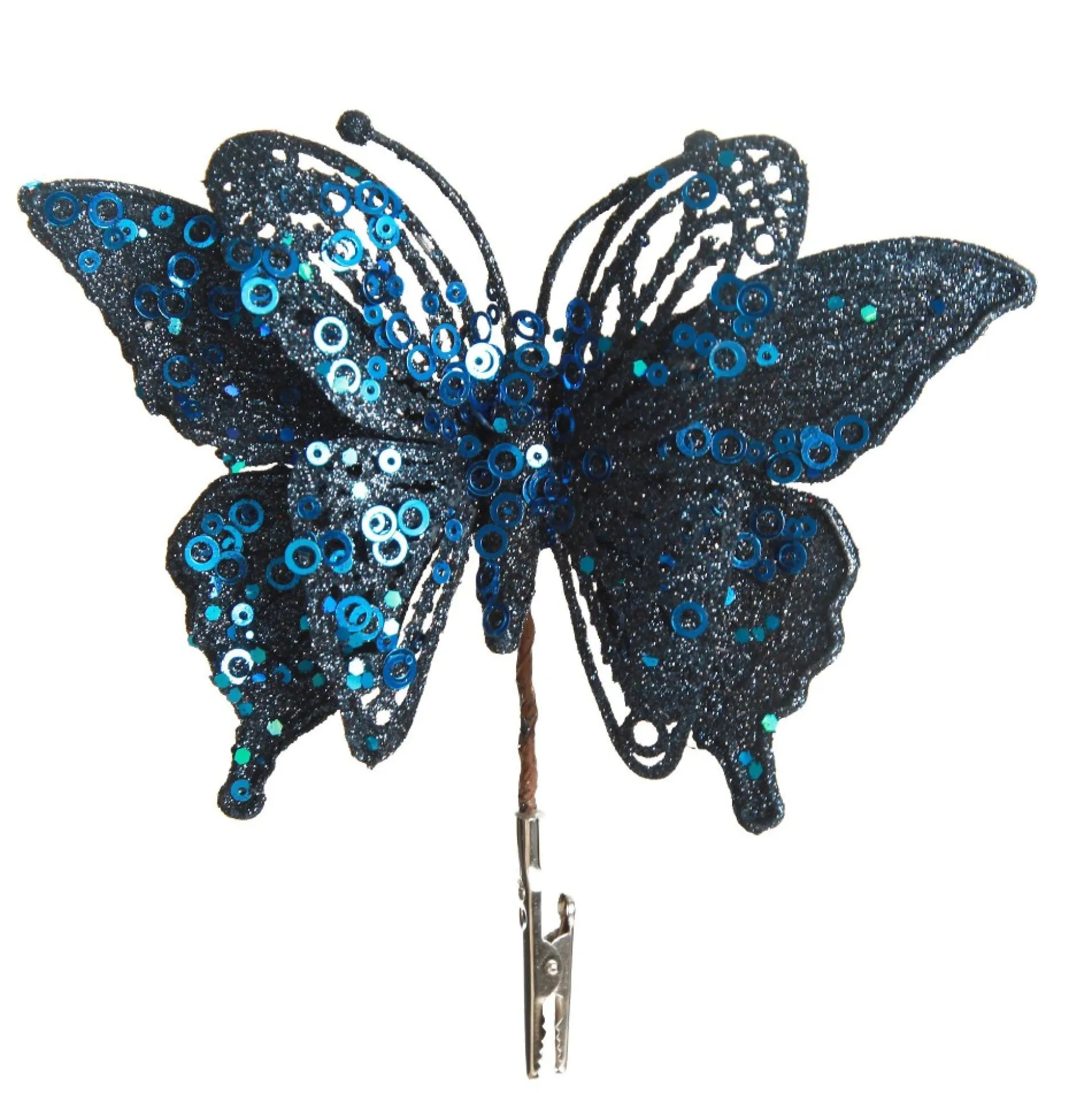 Blue Glitter and Sequin Butterfly Clip Butterflies And Birds|
