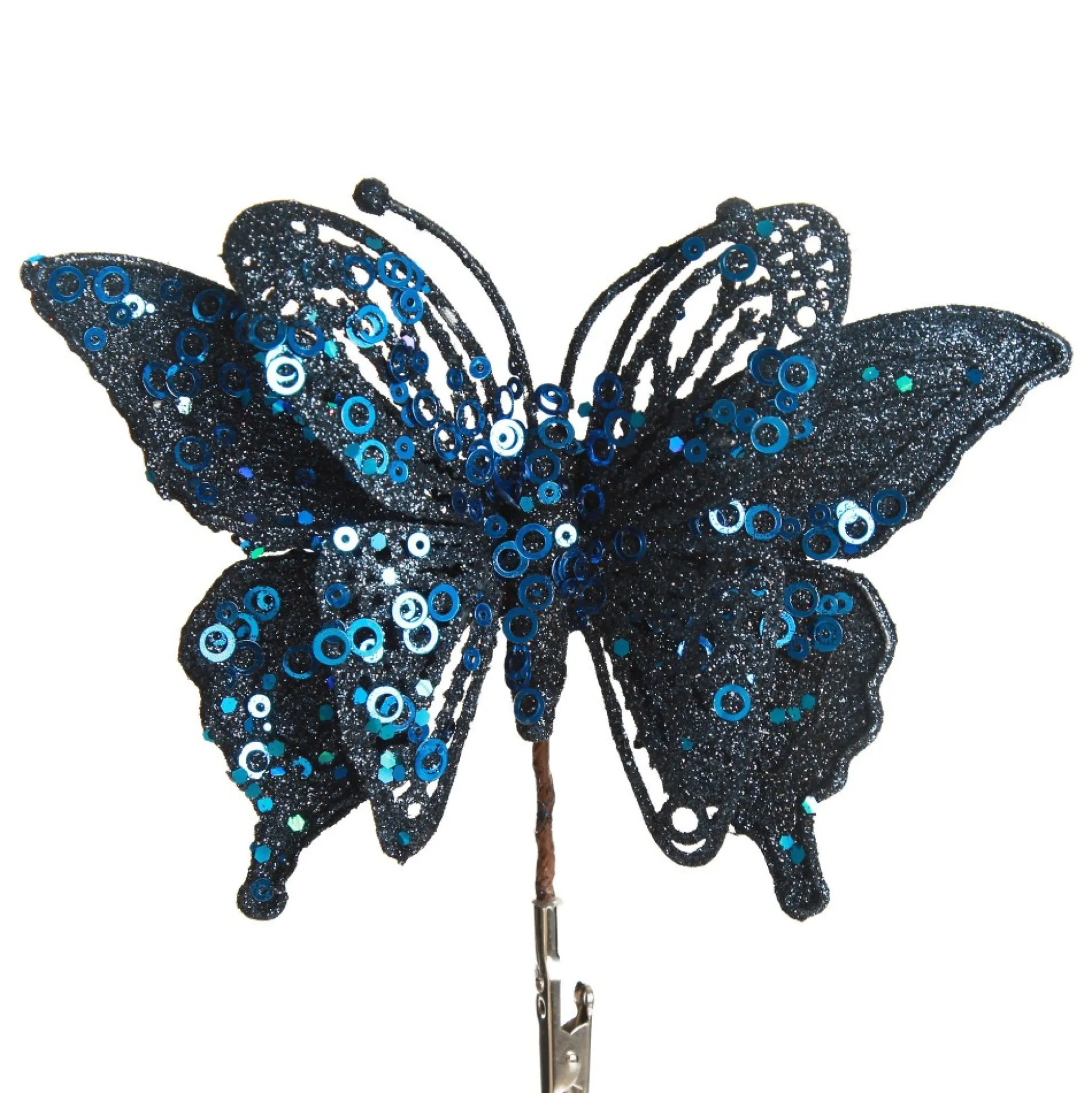 Blue Glitter and Sequin Butterfly Clip Butterflies And Birds|