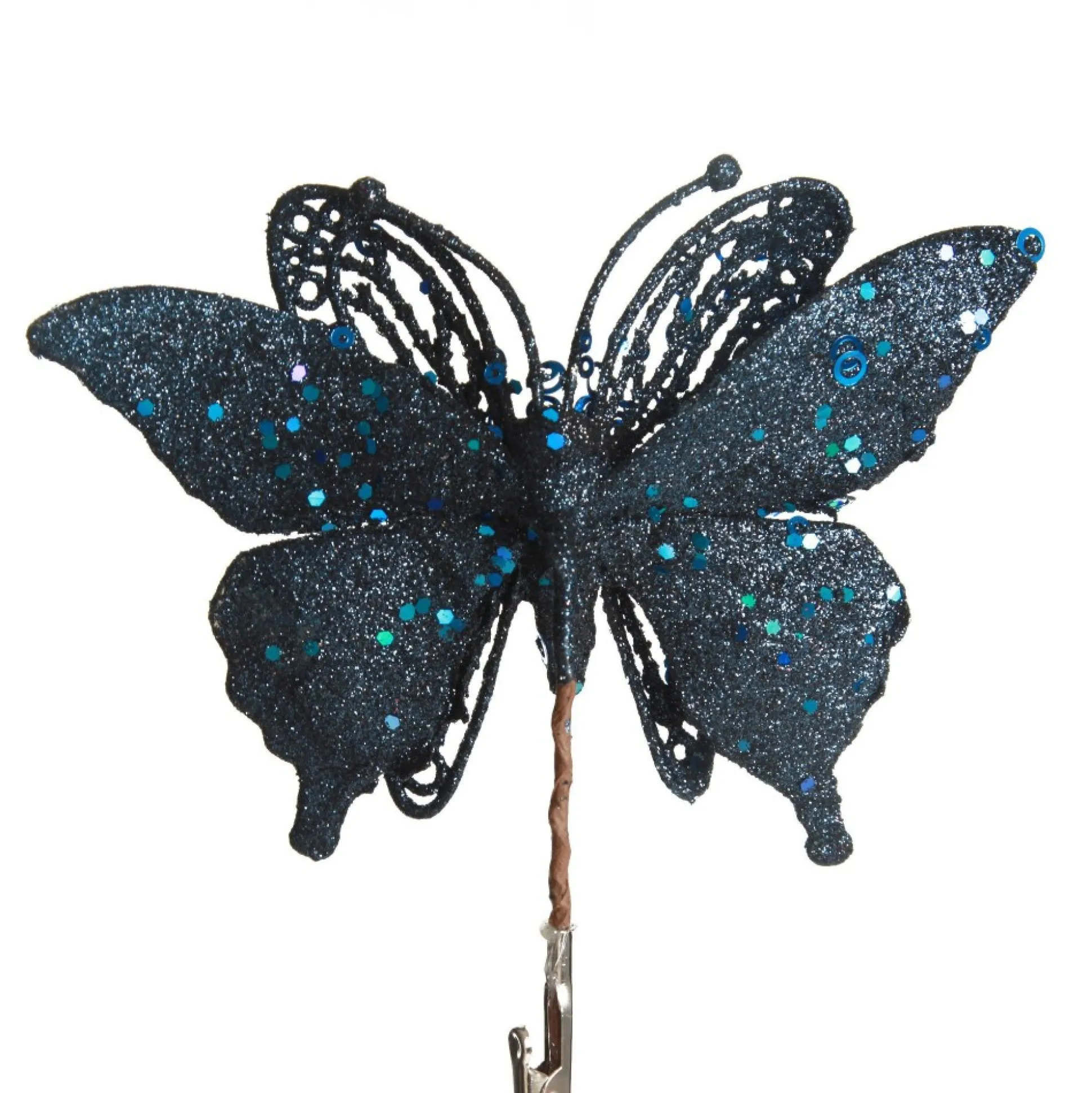Blue Glitter and Sequin Butterfly Clip Butterflies And Birds|
