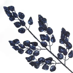 Blue Glitter Sequin Leaf Spray Christmas Sprays|