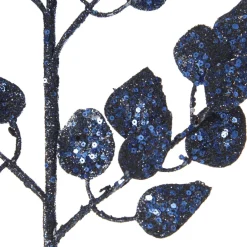 Blue Glitter Sequin Leaf Spray Christmas Sprays|