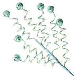 Blue Glitter Spiral Ball Pick Christmas Tree Picks|