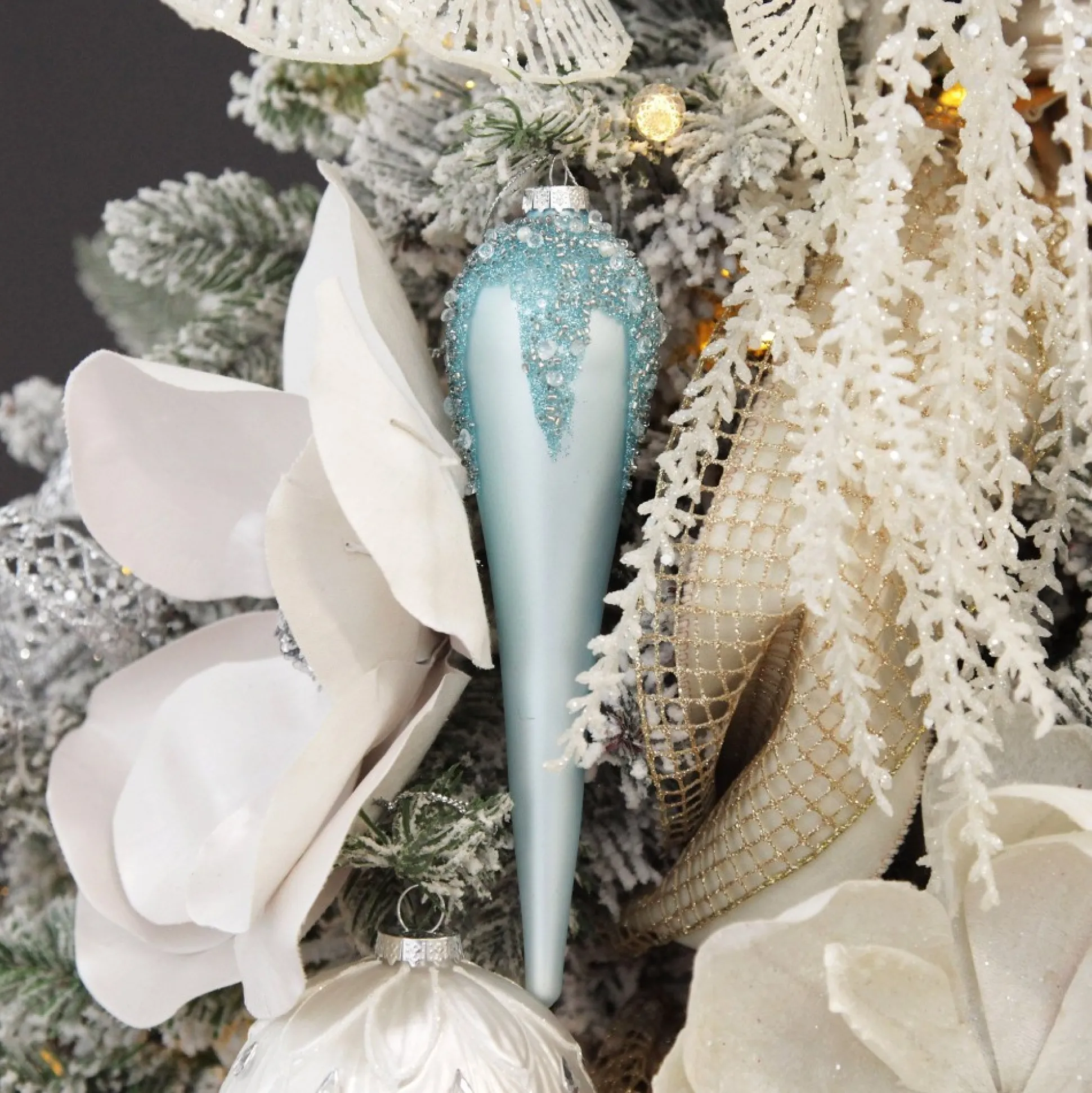 Blue Icicle Hanging Long Drop Decoration Finials And Drops|