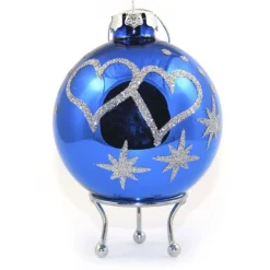 Blue Love Hearts Christmas Bauble Personalised Baubles|