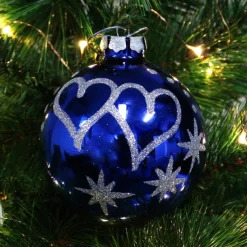 Blue Love Hearts Christmas Bauble Personalised Baubles|