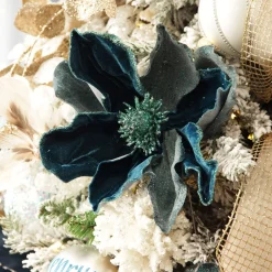Blue Magnolia Flower on Stem Christmas Flowers|