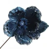 Blue Magnolia Stem with Sequin Tips Christmas Flowers|