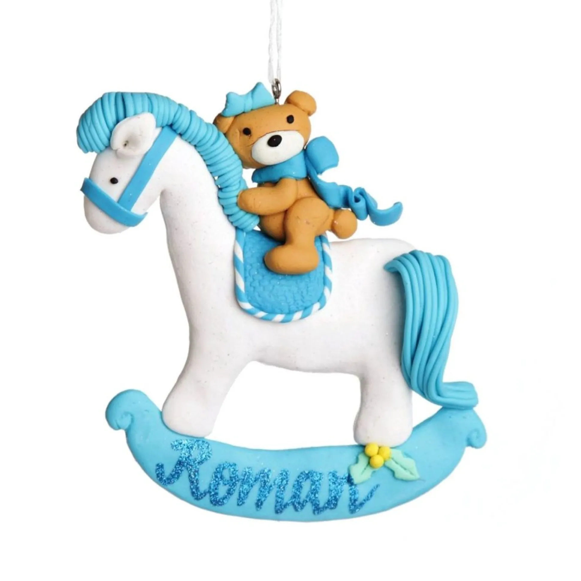 Blue Rocking Horse Decoration Personalised Decorations|
