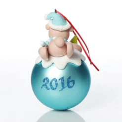 Blue Teddy Christmas Character Bauble Personalised Baubles|