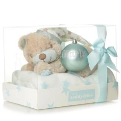 Blue Teddy with Blanket and Bauble Gift Pack Bauble Value Packs|