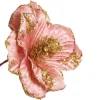 Blush Velvet Magnolia Flower with Gold Sequin Tips Christmas Flowers|