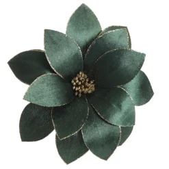 Bottle Green Velvet Flower Stem with Gold Glitter Trim Christmas Flowers|