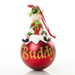 Boy Elf Shelf Sitter and Personalised Bauble Pack Bauble Value Packs|