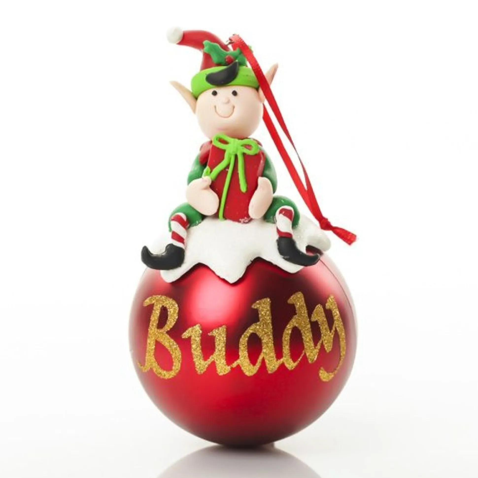 Boy Elf Shelf Sitter and Personalised Bauble Pack Bauble Value Packs|