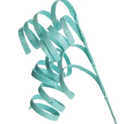 Bright Blue Glitter Curly Ribbon Christmas Pick Christmas Tree Picks|