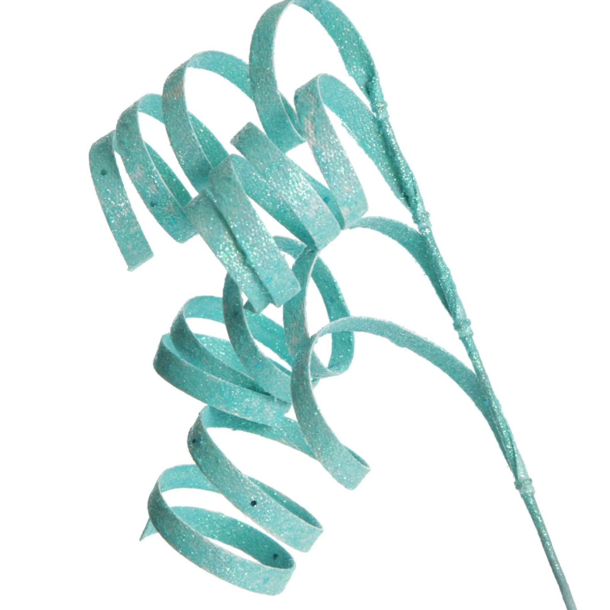 Bright Blue Glitter Curly Ribbon Christmas Pick Christmas Tree Picks|