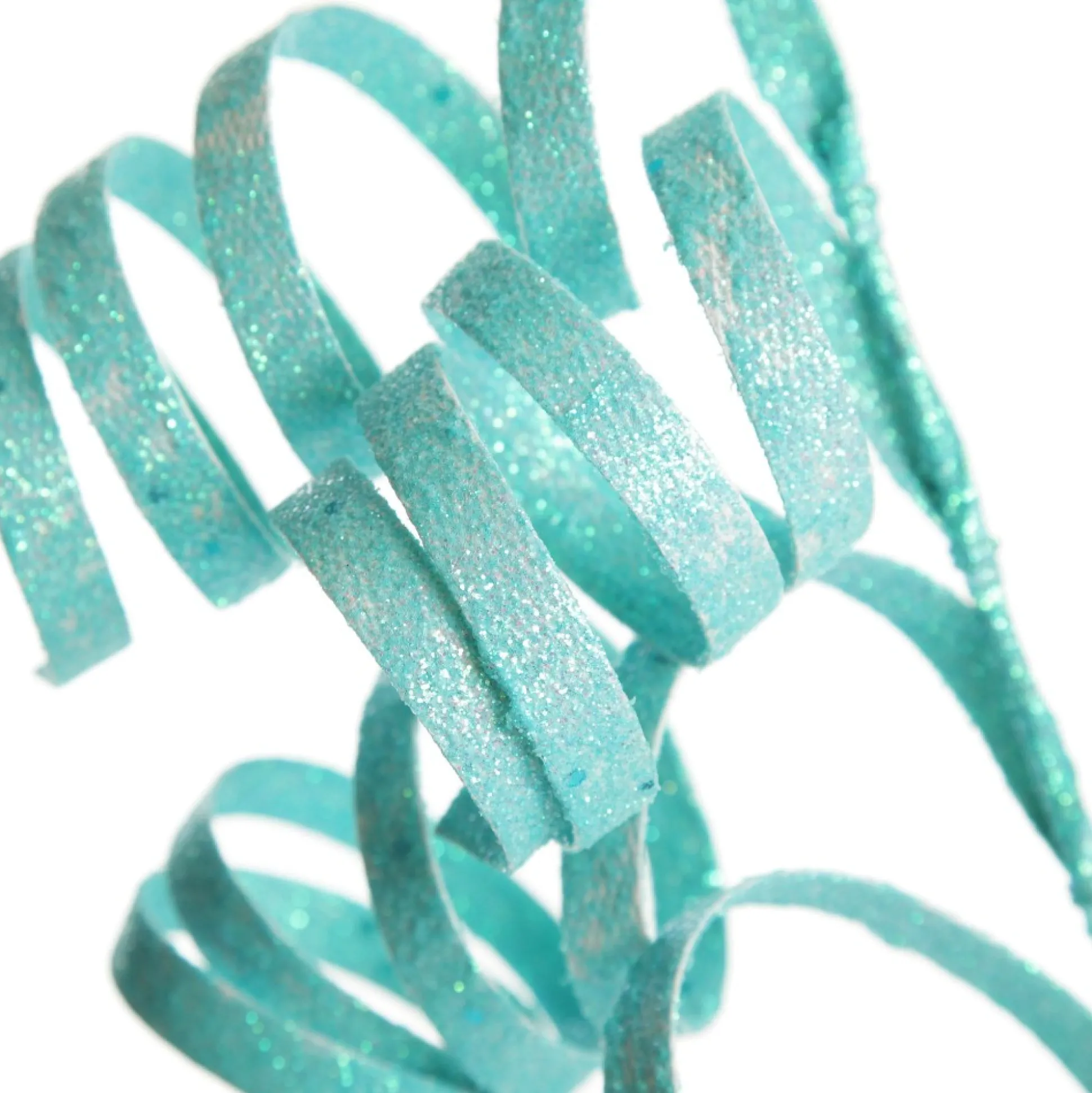 Bright Blue Glitter Curly Ribbon Christmas Pick Christmas Tree Picks|