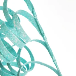 Bright Blue Glitter Curly Ribbon Christmas Pick Christmas Tree Picks|