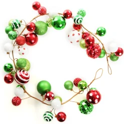 Bright Fun Red Green and White Bauble Christmas Garland Tree Garlands|
