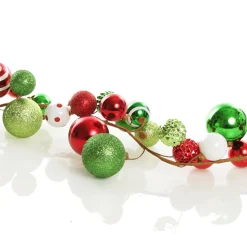 Bright Fun Red Green and White Bauble Christmas Garland Tree Garlands|