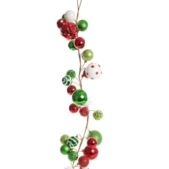Bright Fun Red Green and White Bauble Christmas Garland Tree Garlands|