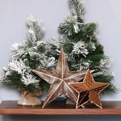 Brushed Silver Tin Star Tree Toppers|