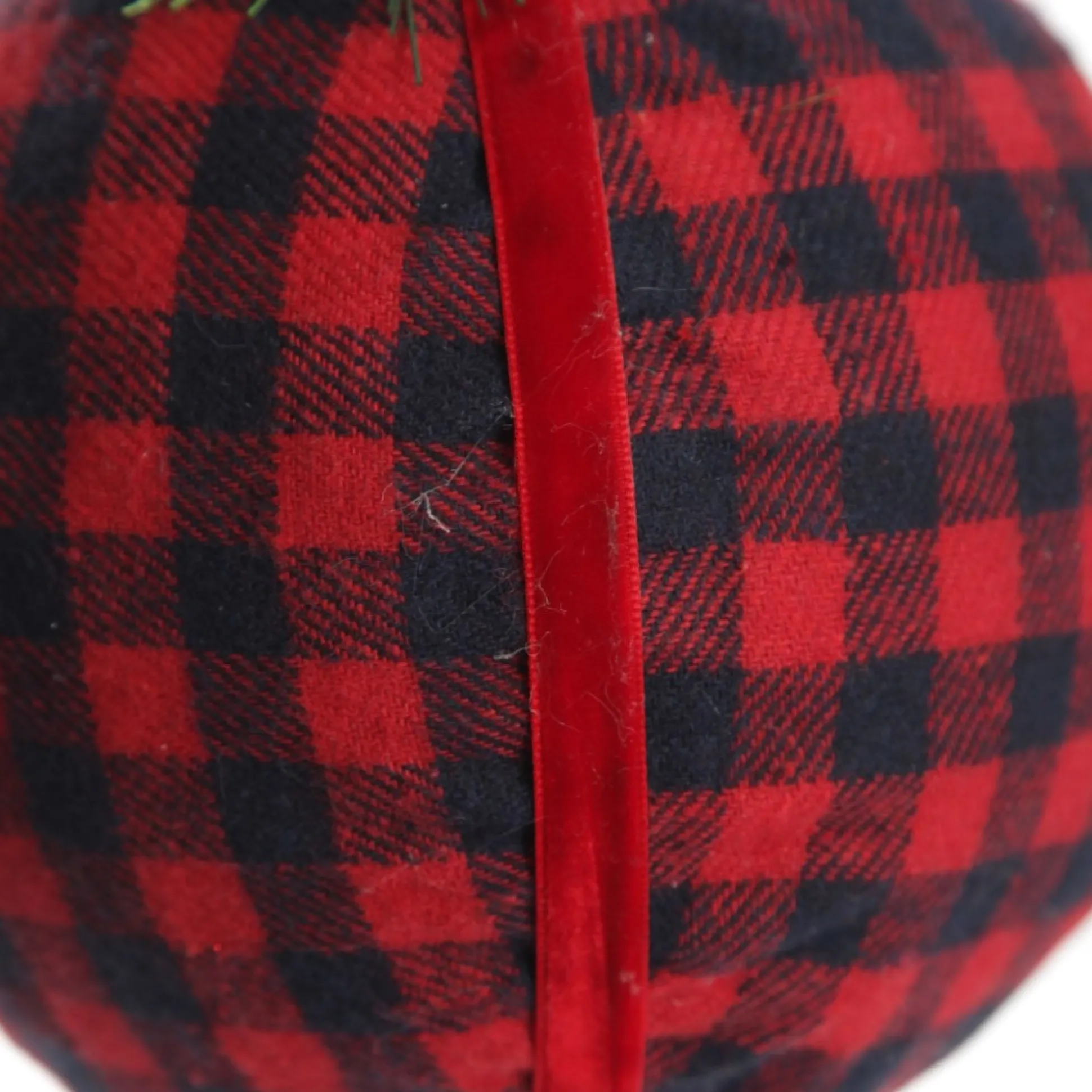Buffalo Check Bauble with Pine and Cone Topper Decorative Christmas Baubles|
