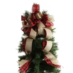 Buffalo Check Deluxe Tree Topper Bow with Streamers Tree Toppers|