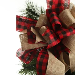 Buffalo Check Deluxe Tree Topper Bow with Streamers Tree Toppers|