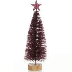 Burgundy Bottle Brush Tree - Small Set of 2 Table Top Christmas Trees|