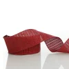 Burgundy Glitter and Linen Striped Wired Ribbon - 6.5cm Ribbons|
